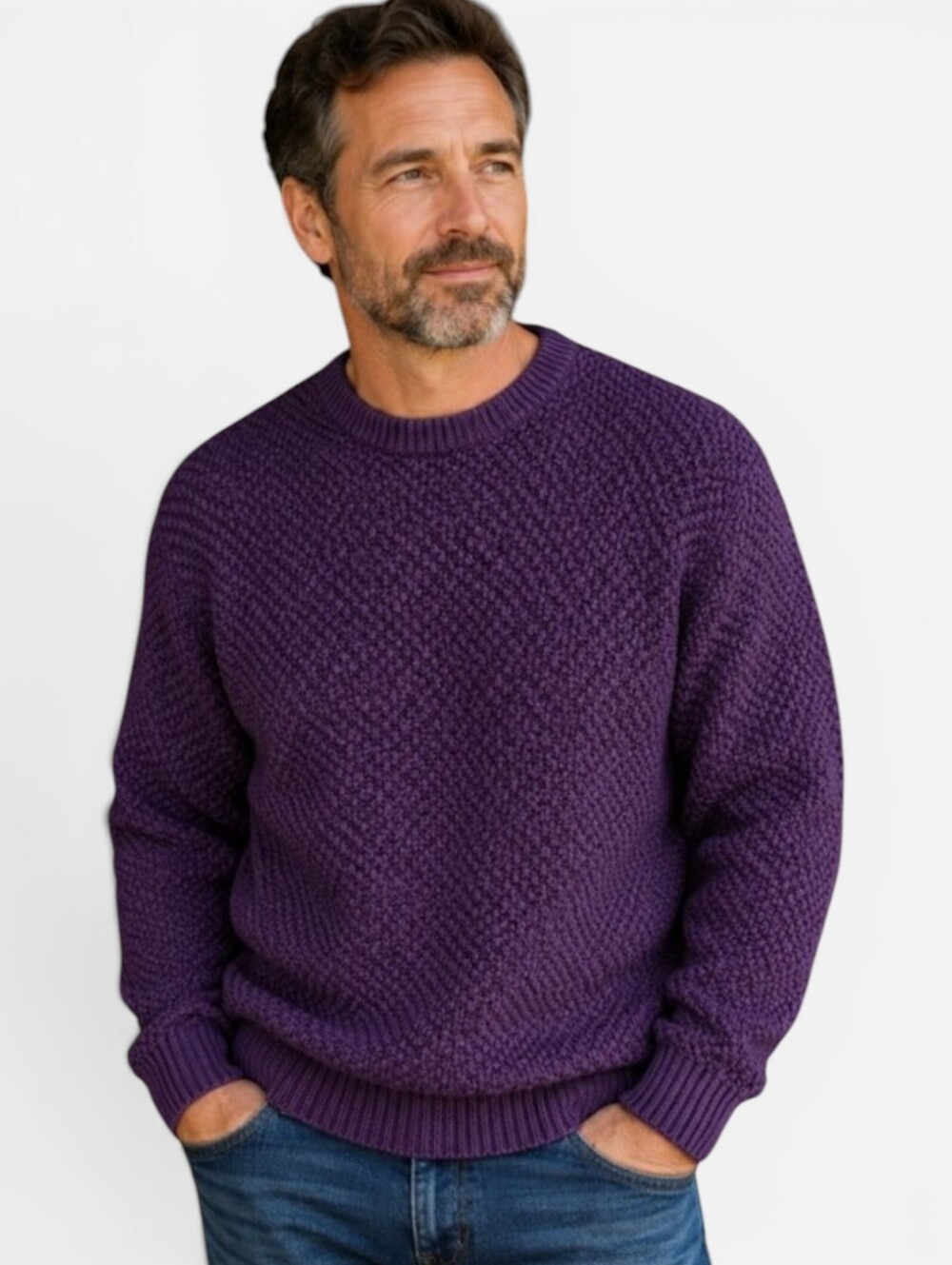 Vtg 90s Old Glory Men's Crewneck Sweater Chunky 100% Cotton Deep Purple Sz XL
